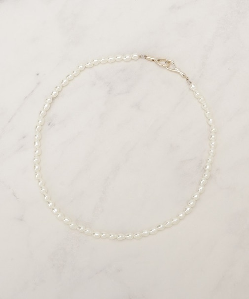 バロックパール調メタルクラスプネックレス