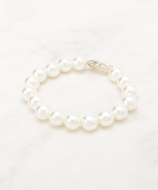 フェイクパールメタルゴムブレス