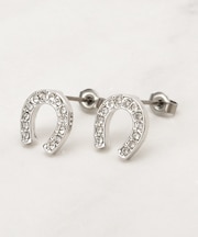 【HORSESHOEシリーズ】キラキラビジューホースシューピアス