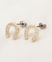 【HORSESHOEシリーズ】キラキラビジューホースシューピアス