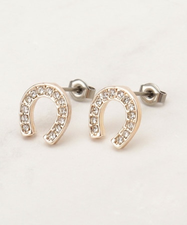 【HORSESHOEシリーズ】キラキラビジューホースシューピアス