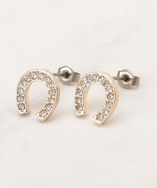 【HORSESHOEシリーズ】キラキラビジューホースシューピアス