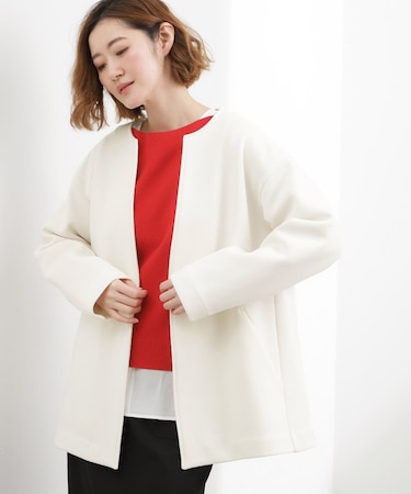 ダンボールジャージ ノーカラーミドルコート