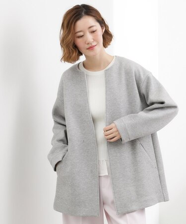 ダンボールジャージ ノーカラーミドルコート
