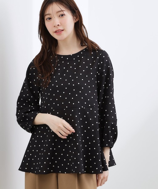 【体型カバーも叶う】麻調メッシュランタンスリーブブラウス