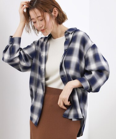 【大人の抜け感】オンブレーチェックシャツ