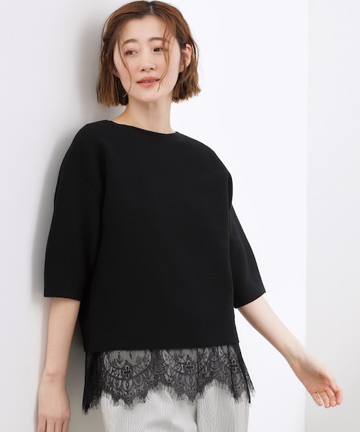 【貴島明日香さん着用／洗濯機で洗える】レイヤードにもおすすめ、軽やかクロップドニット