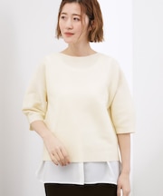 【貴島明日香さん着用/洗濯機で洗える】レイヤードにもおすすめ、軽やかクロップドニット