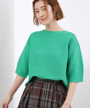 【貴島明日香さん着用/洗濯機で洗える】レイヤードにもおすすめ、軽やかクロップドニット