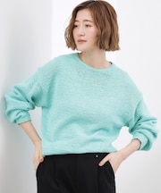 【貴島明日香さん着用・大人のリラックススタイル】テープヤーン ボートネックニット