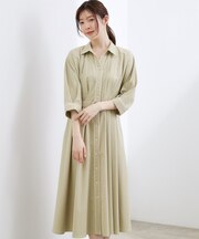 【貴島明日香さん着用・美シルエット】ウエストタック配色ワンピース