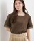 【二の腕カバー】袖口シアースクエアネックTシャツ
