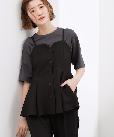 【貴島明日香さん着用・カセット服】リネンライク ペプラムビスチェ