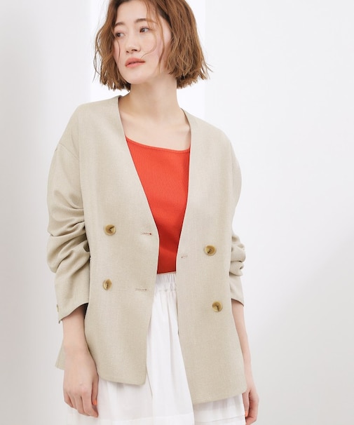 【貴島明日香さん着用】リネンライクカラーレスジャケット