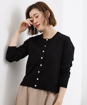 【UVカット/洗濯機で洗える】メタルボタンクルーネックカーディガン