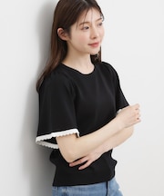 【シリーズ累計36万枚！名品ニット】やわらかドライタッチ スカラップスリーブニット