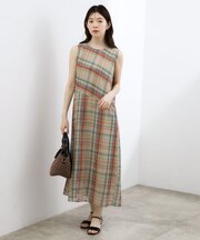 【洗える・体型カバー】アートチェックワンピース
