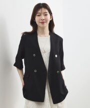 【貴島明日香さん着用・洗濯機OK】軽く羽織れるハーフスリーブジャケット
