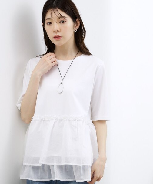 【体型カバー】INせず決まる、ウエストシアーフリルTシャツ