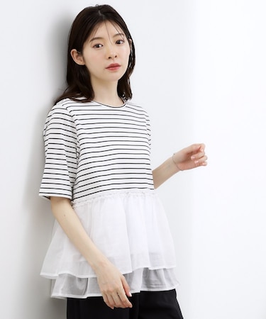 【体型カバー】INせず決まる、ウエストシアーフリルTシャツ