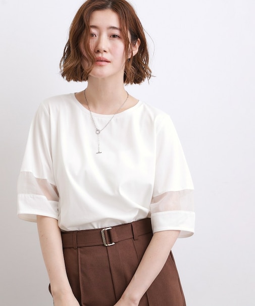 【吸水速乾・UVカット・接触冷感】シアードッキングランタンスリーブTシャツ
