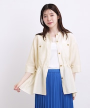 5分袖ver登場！【体型カバー・洗える】シアーサファリシャツジャケット