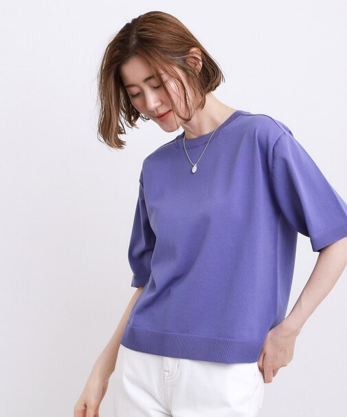 【ひんやり・UVカット・洗濯機◎】Tシャツ感覚で着られるコットン混ニット