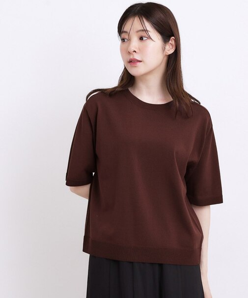 【ひんやり・UVカット・洗濯機◎】Tシャツ感覚で着られるコットン混ニット