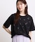 フラワーモチーフスパンコールTシャツ