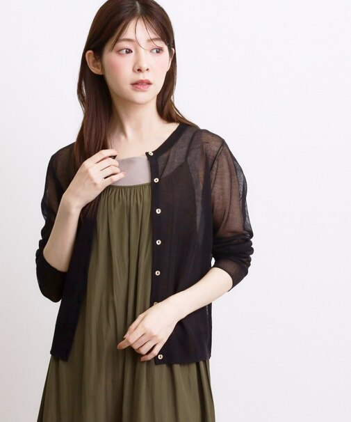 高評価！【洗える／名品】大人の透け感、シアーカーディガン