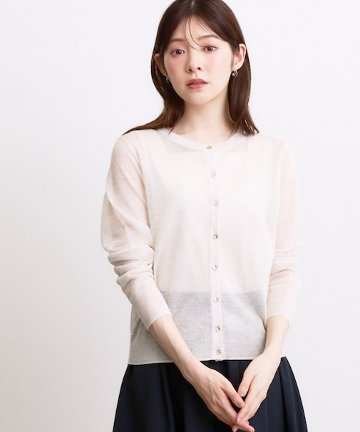 高評価！【洗える／名品】大人の透け感、シアーカーディガン