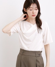 着るだけで旬顔 ドレープネックテレコTシャツ