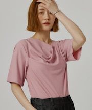 着るだけで旬顔 ドレープネックテレコTシャツ