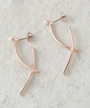 パール調ダブルラインピアス