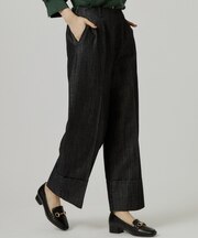 ダブルヘムワイドデニムパンツ