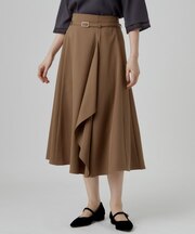ラッフルフレアベルト付スカート