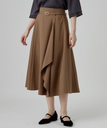 ラッフルフレアベルト付スカート