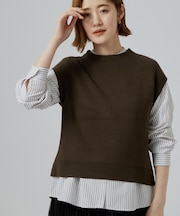 【時短・着回し】ニットベスト×シャツSET