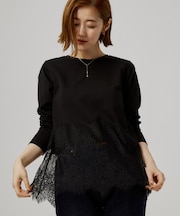 【レイヤードにも◎】裾レースドッキングカットソー