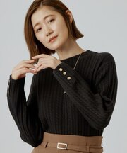 【毛玉軽減】ミニケーブルニット