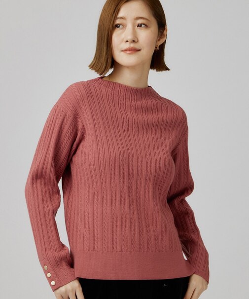 【毛玉軽減】すっきり美人見え ケーブルニット