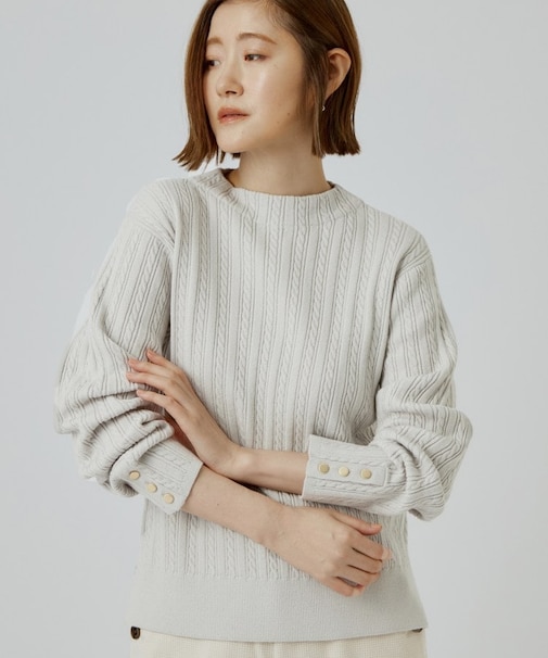 【毛玉軽減】すっきり美人見え ケーブルニット