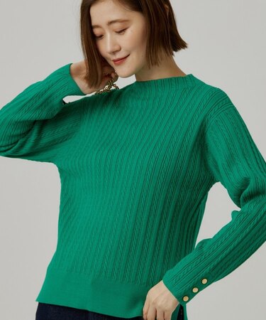 【毛玉軽減】すっきり美人見え ケーブルニット