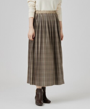 千鳥柄チェックプリーツスカート