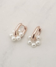 メタル&パール調2wayフープピアス