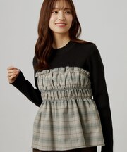 一枚でレイヤード感を楽しめる、ビスチェドッキングニット