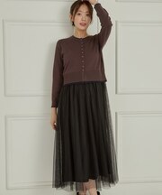 レイヤード風ニットドッキングワンピース