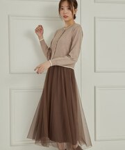 レイヤード風ニットドッキングワンピース