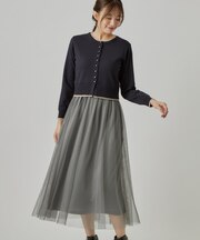 レイヤード風ニットドッキングワンピース