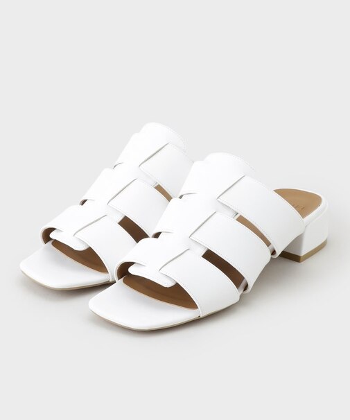 【合皮】グルカ風デザインミュールサンダル